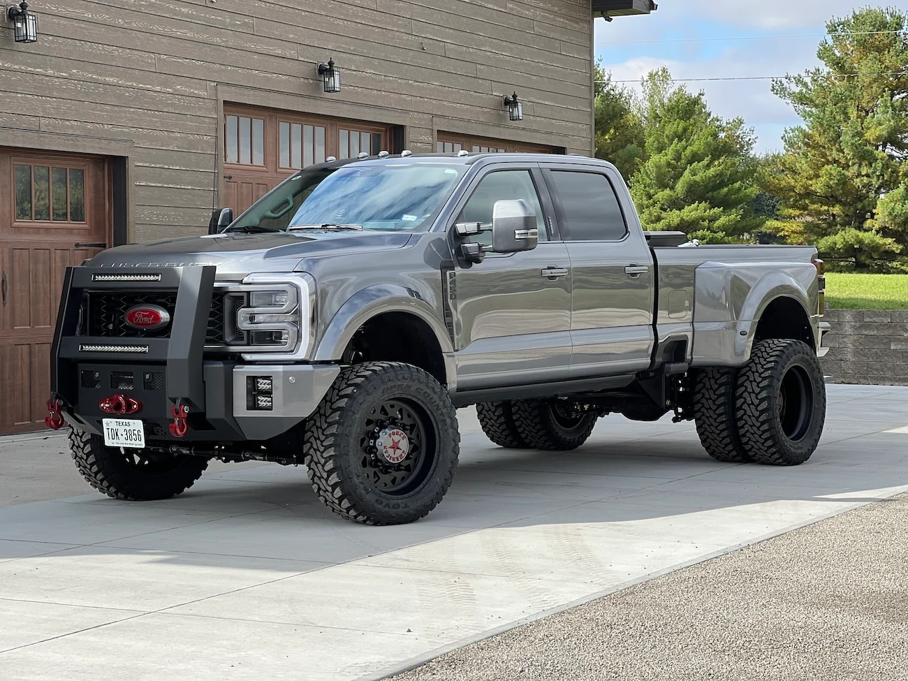 A side view of the customized F-450 Truck